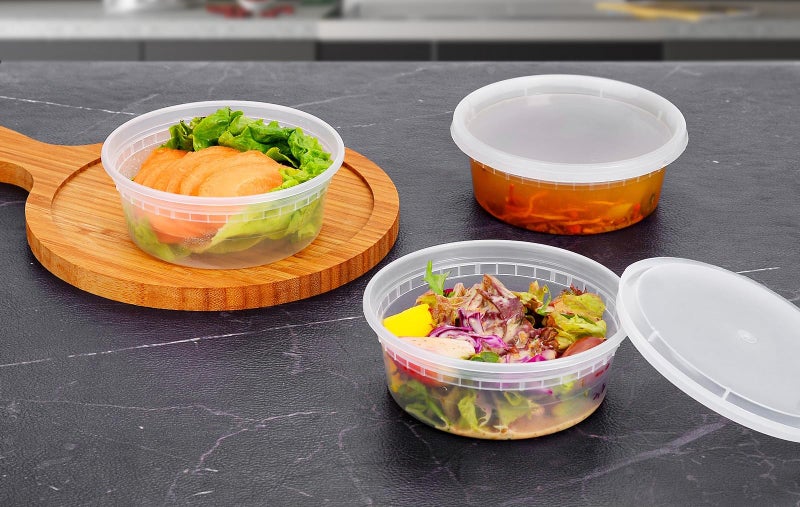 EDI [8 OZ, 50 Sets] Plastic Deli Food Storage Containers with Airtight Lids | Microwave-, Freezer-, Dishwasher-Safe | BPA Free | Heavy-Duty | Meal Prep | Leakproof | Recyclable - Image 4